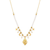 Collana perline cuore sacro