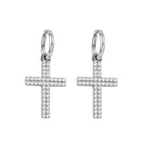 Orecchino croce strass