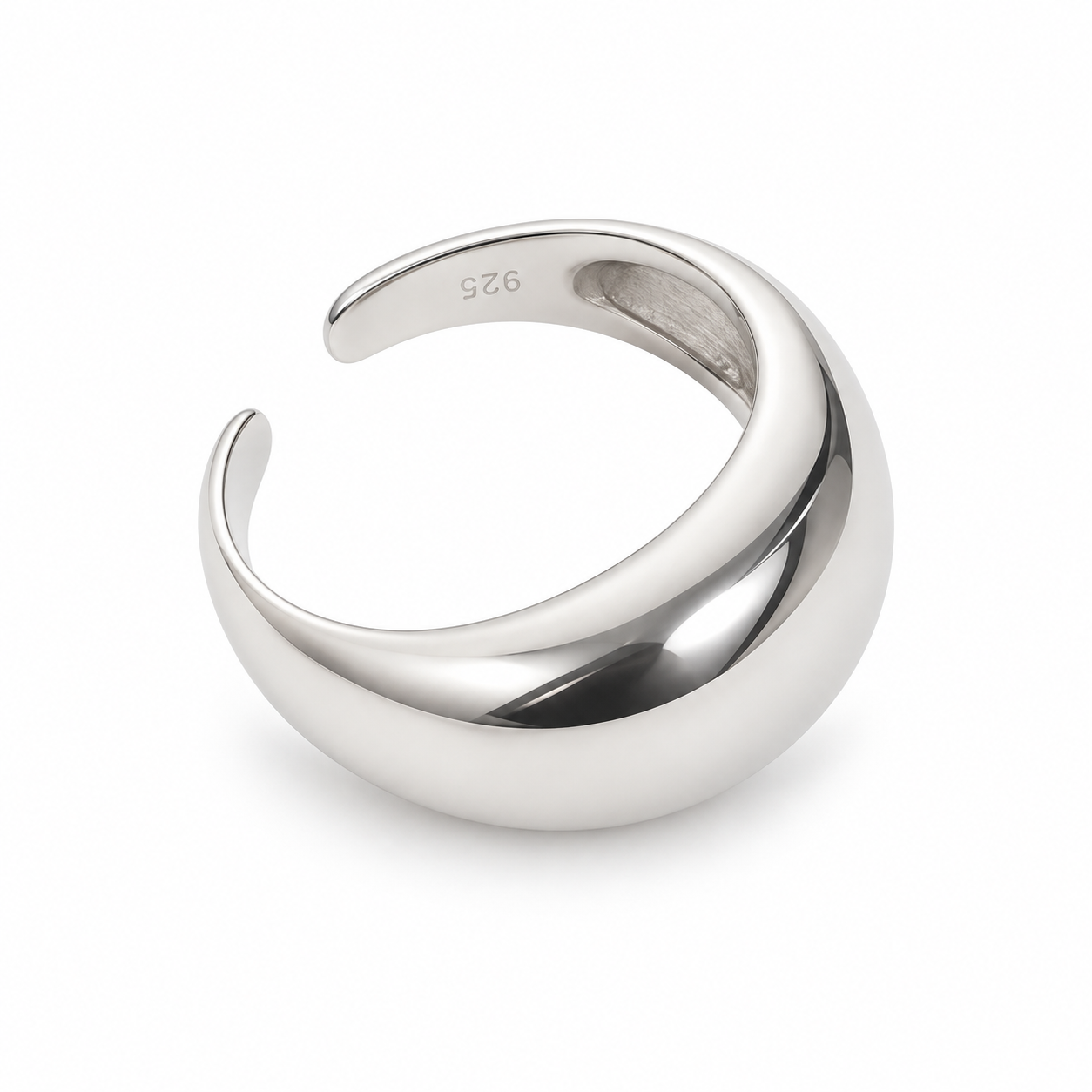 Anello Bombato lucido, versione silver