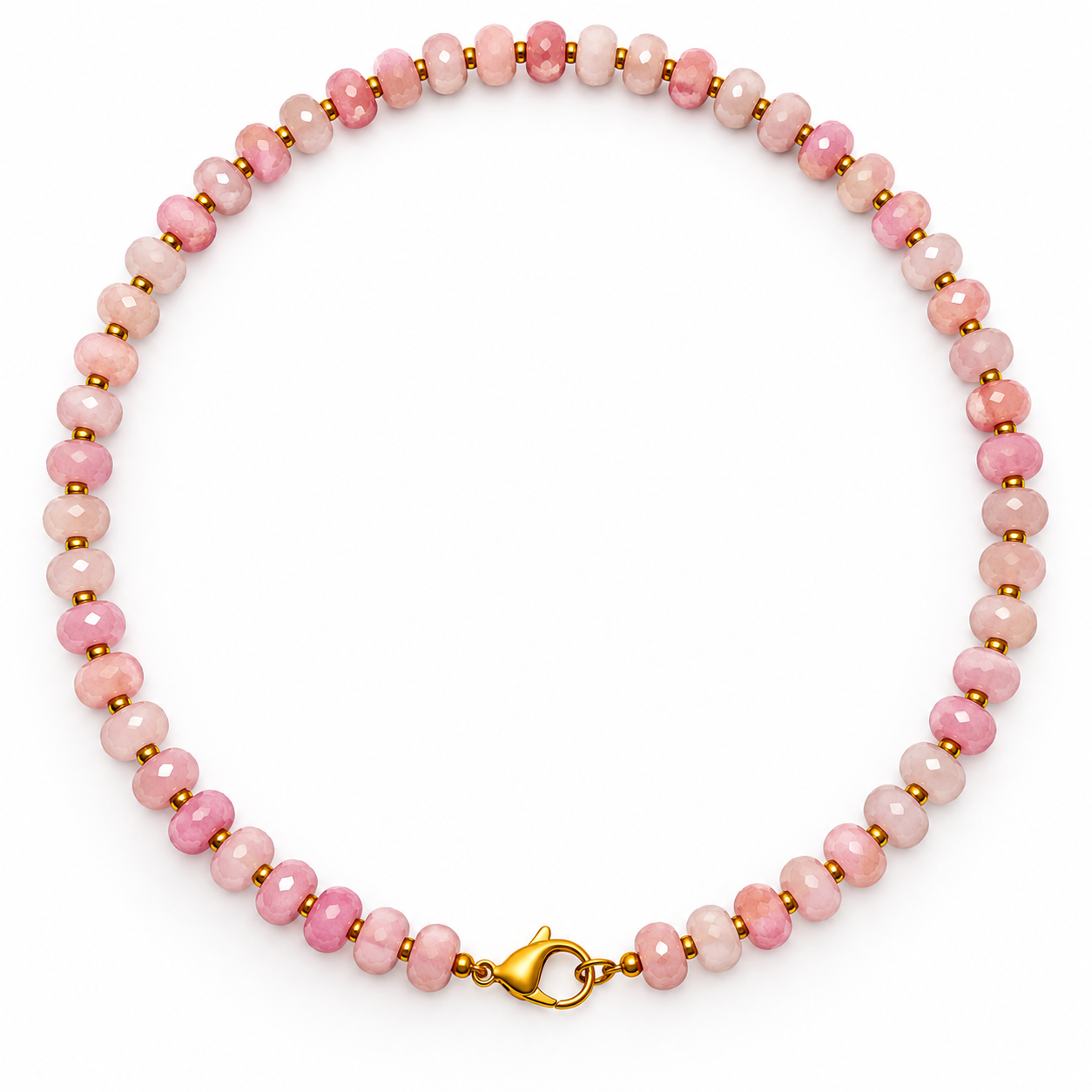 Collana Coralia di perline colore rosa con moschettone dorato