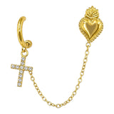 Orecchino dual cuore sacro