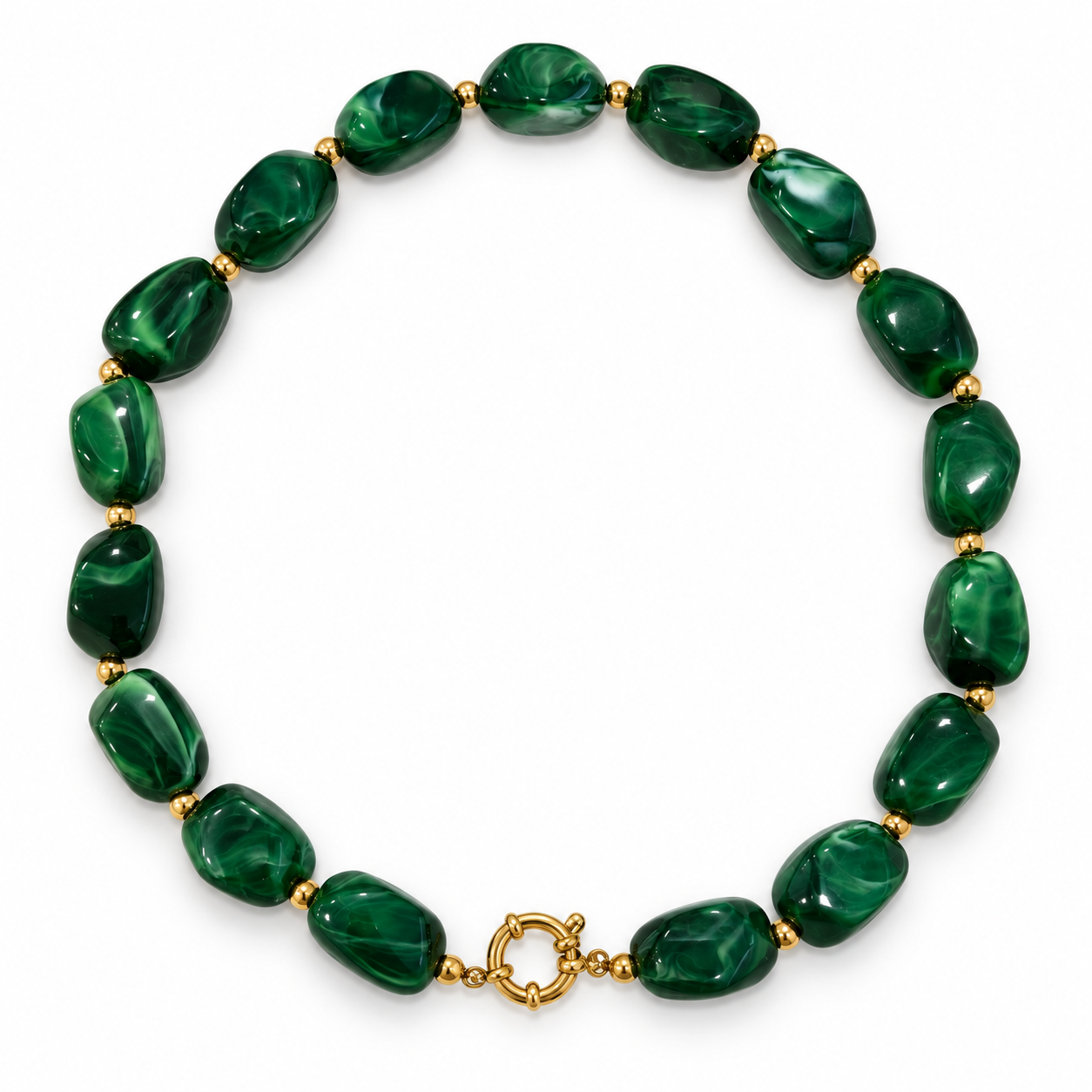 Collana Velia con elementi colorati, versione verde