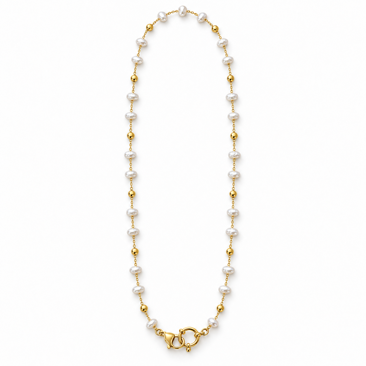Collana Libera con perle e sferette gold