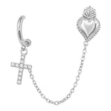 Orecchino dual cuore sacro