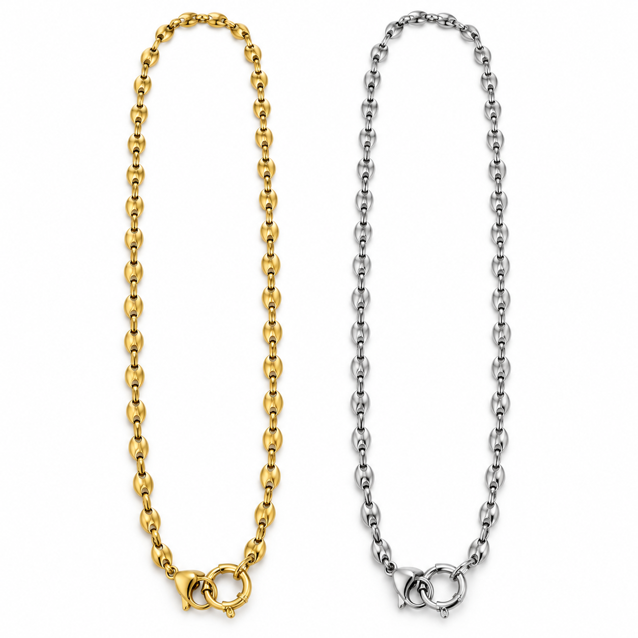 Collana Libera con catena a sfere, versioni gold e silver