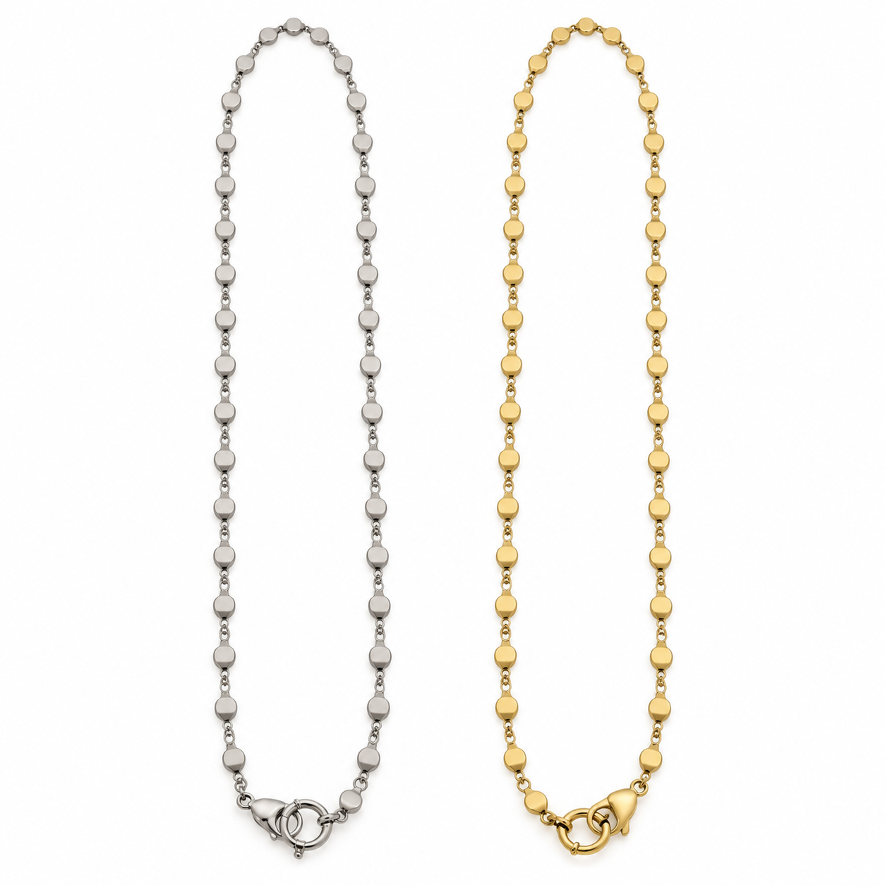 Collana Libera con catena sottile a sfere, versioni silver e gold