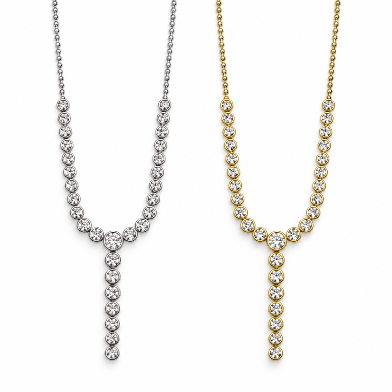 Collana Rosario Sfere di Luce a Y, versioni silver e gold