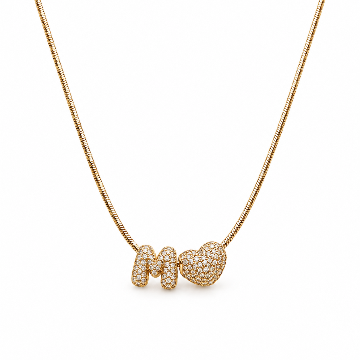 Collana Icona Lettera gold con lettera M e cuore