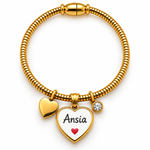 Bracciale Calamita con ciondolo a cuore e frase "Ansia", color oro