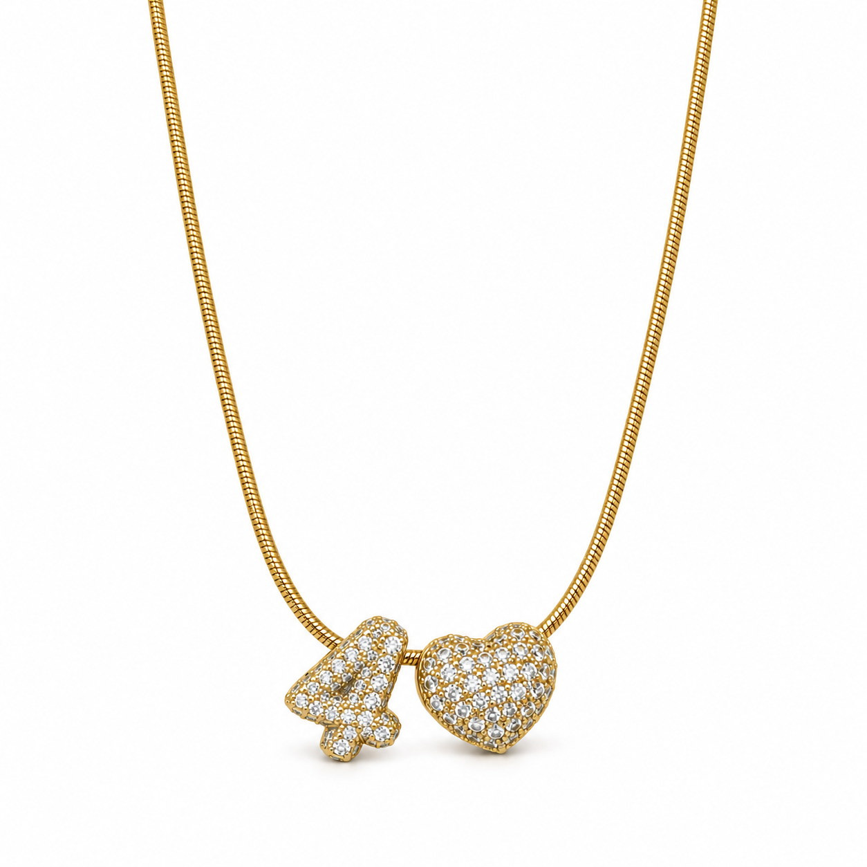 Collana Icona Number gold con numero 4 e cuore
