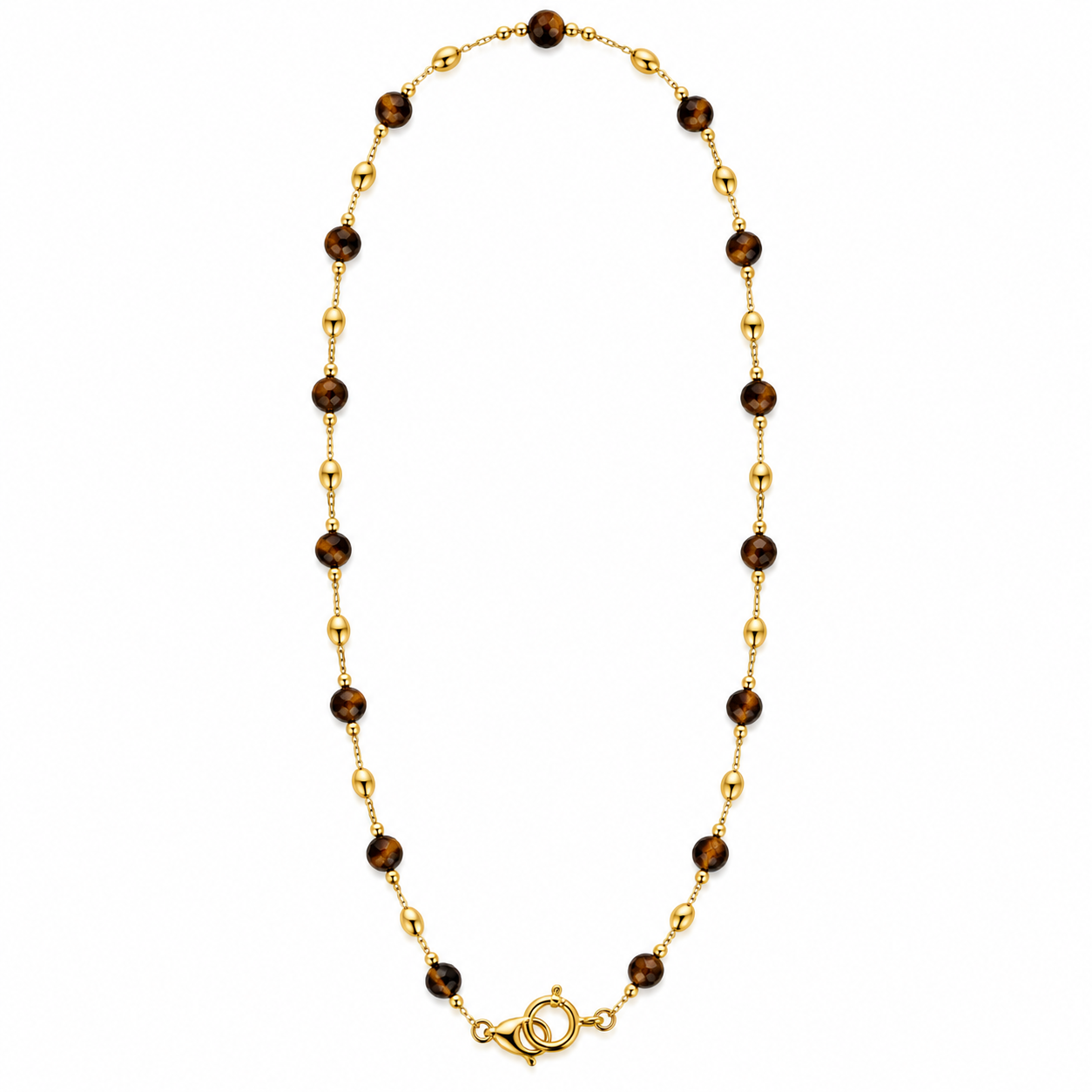 Collana Libera con perline marroni e catena gold