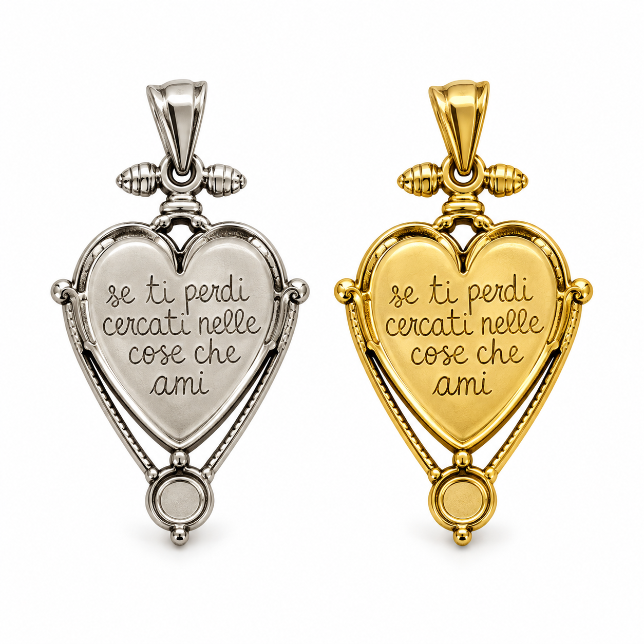 Ciondolo Se ti perdi cercati nelle cose che ami, versioni silver e gold