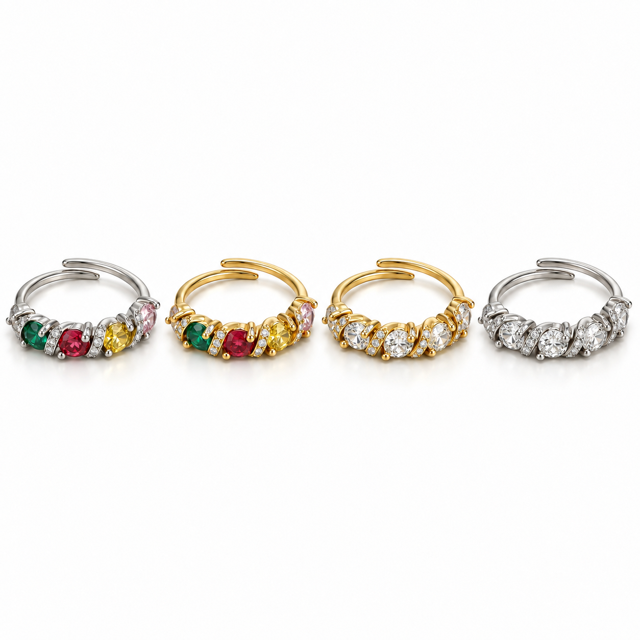 Anello Margot nelle versioni silver multicolor, gold multicolor, gold e silver