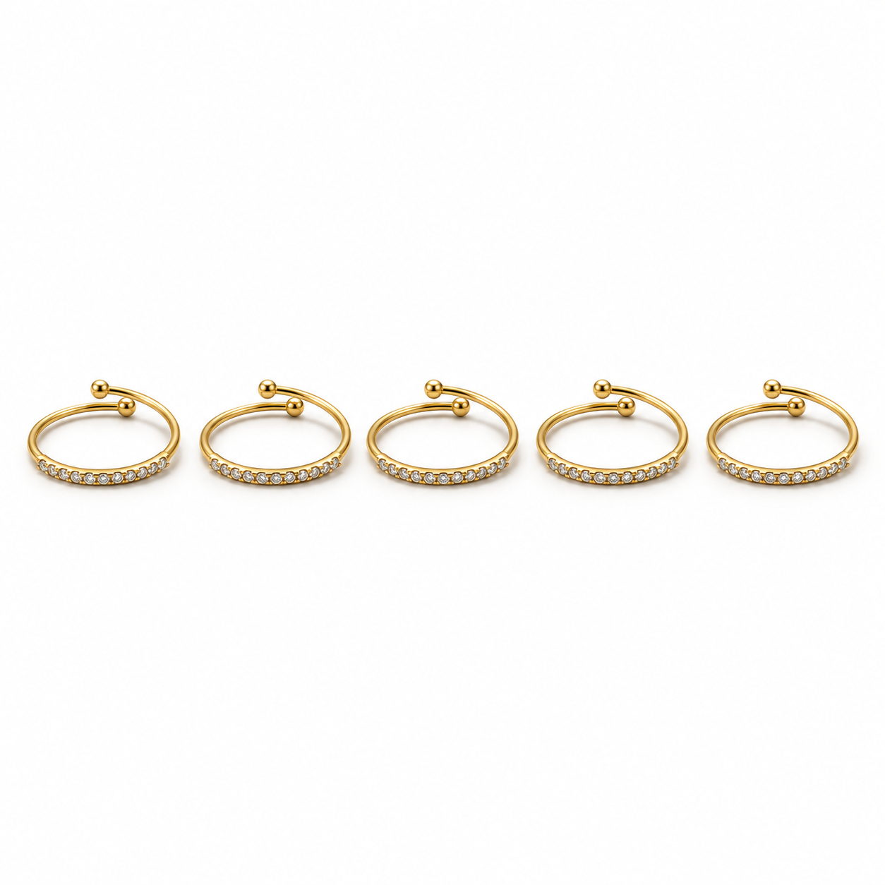 Set Veretta Strass, cinque verette con strass, versione gold