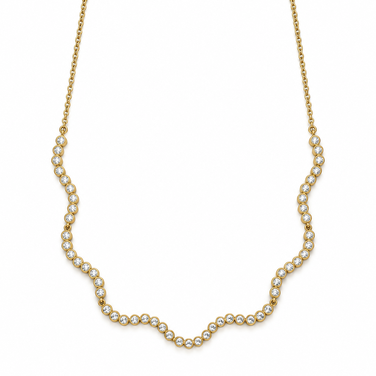 Collana Baguette Onda con linea luminosa ondulata, versione gold