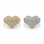 Anello Lovely con grande cuore luminoso, versioni gold e silver