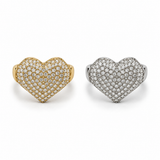 Anello Lovely con grande cuore luminoso, versioni gold e silver