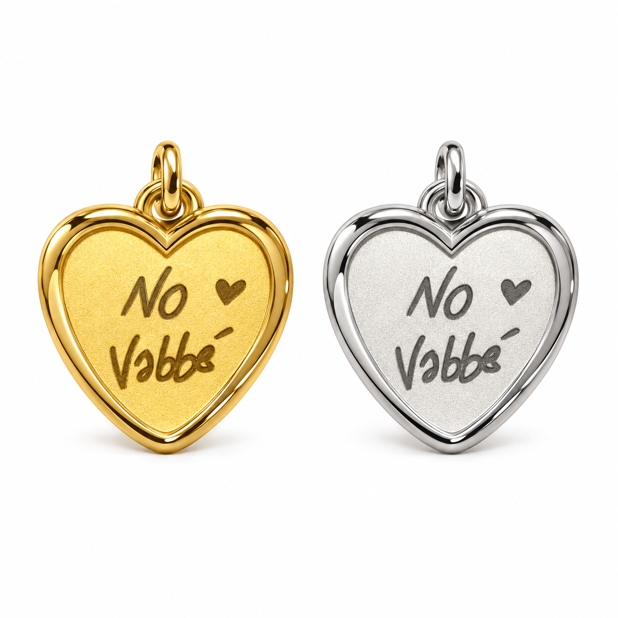 Ciondolo a cuore No vabbè, versioni gold e silver