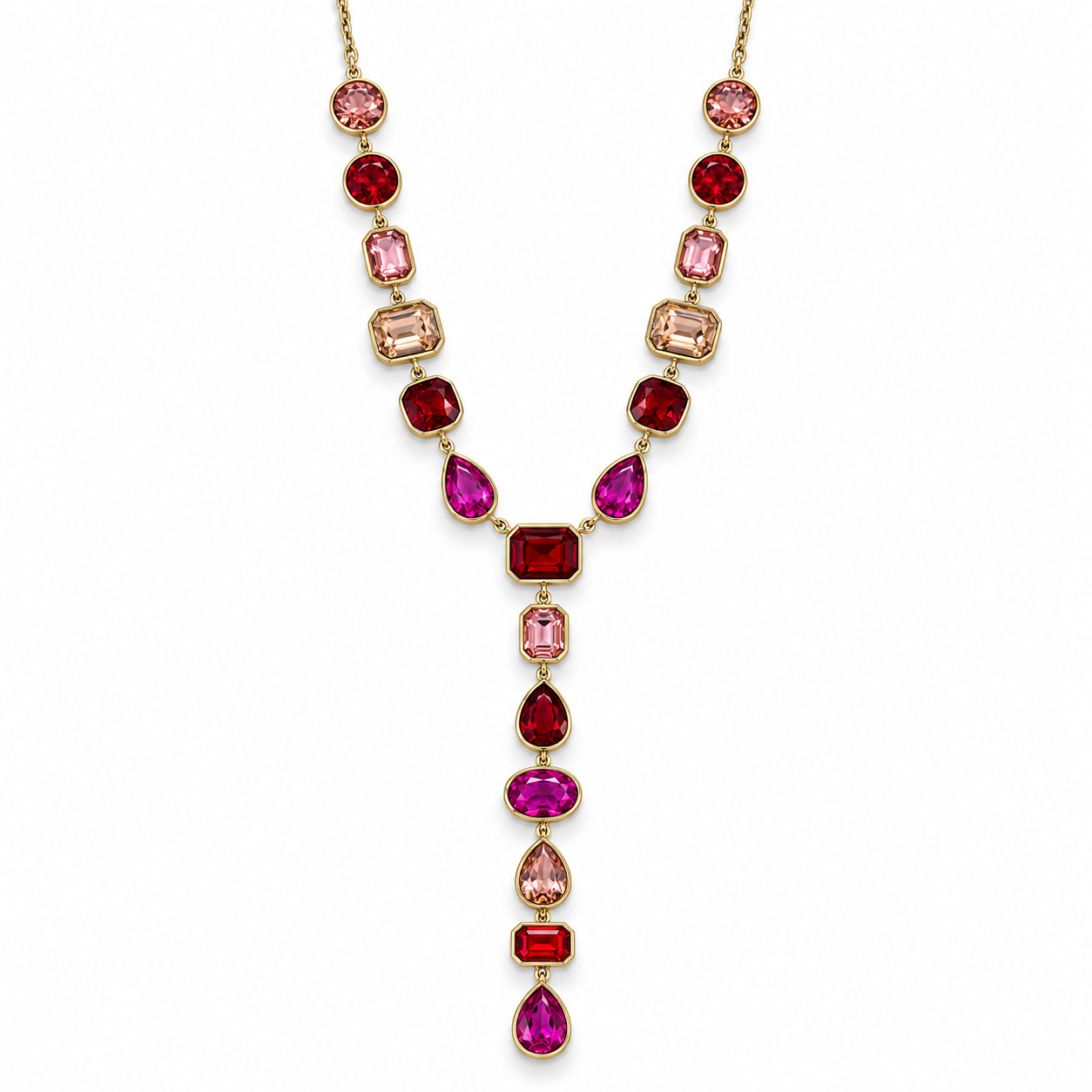 Collana Prisma a Y, versione rosa/bordeaux