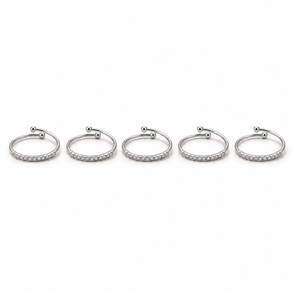 Set Veretta Strass, cinque verette con strass, versione silver