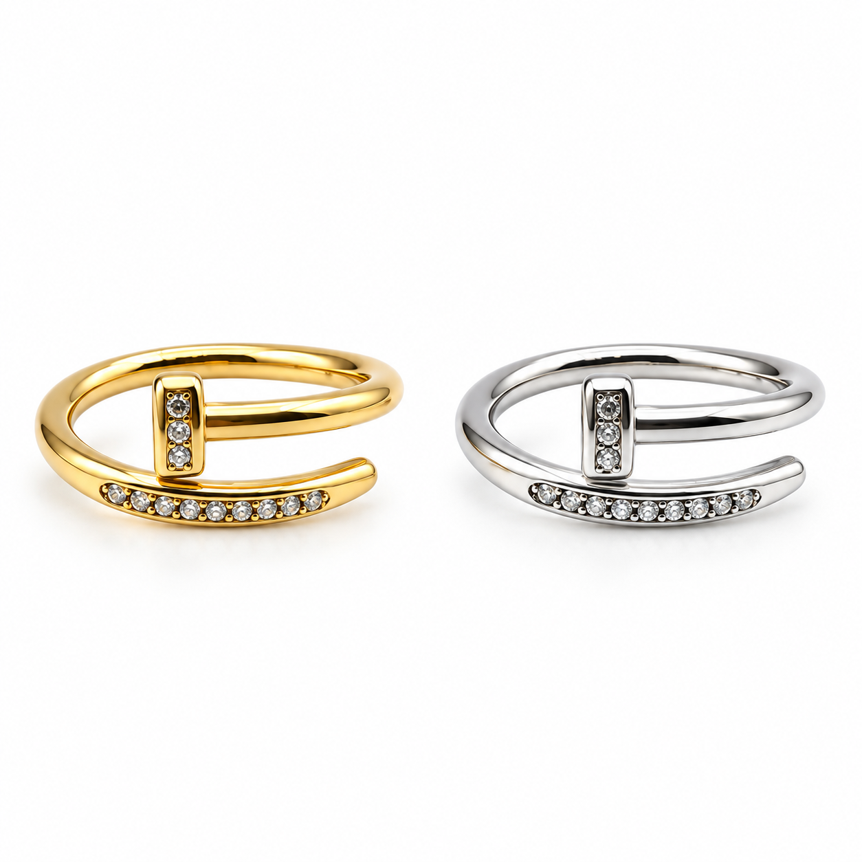 Anello Chiodo con punti luce, versioni gold e silver
