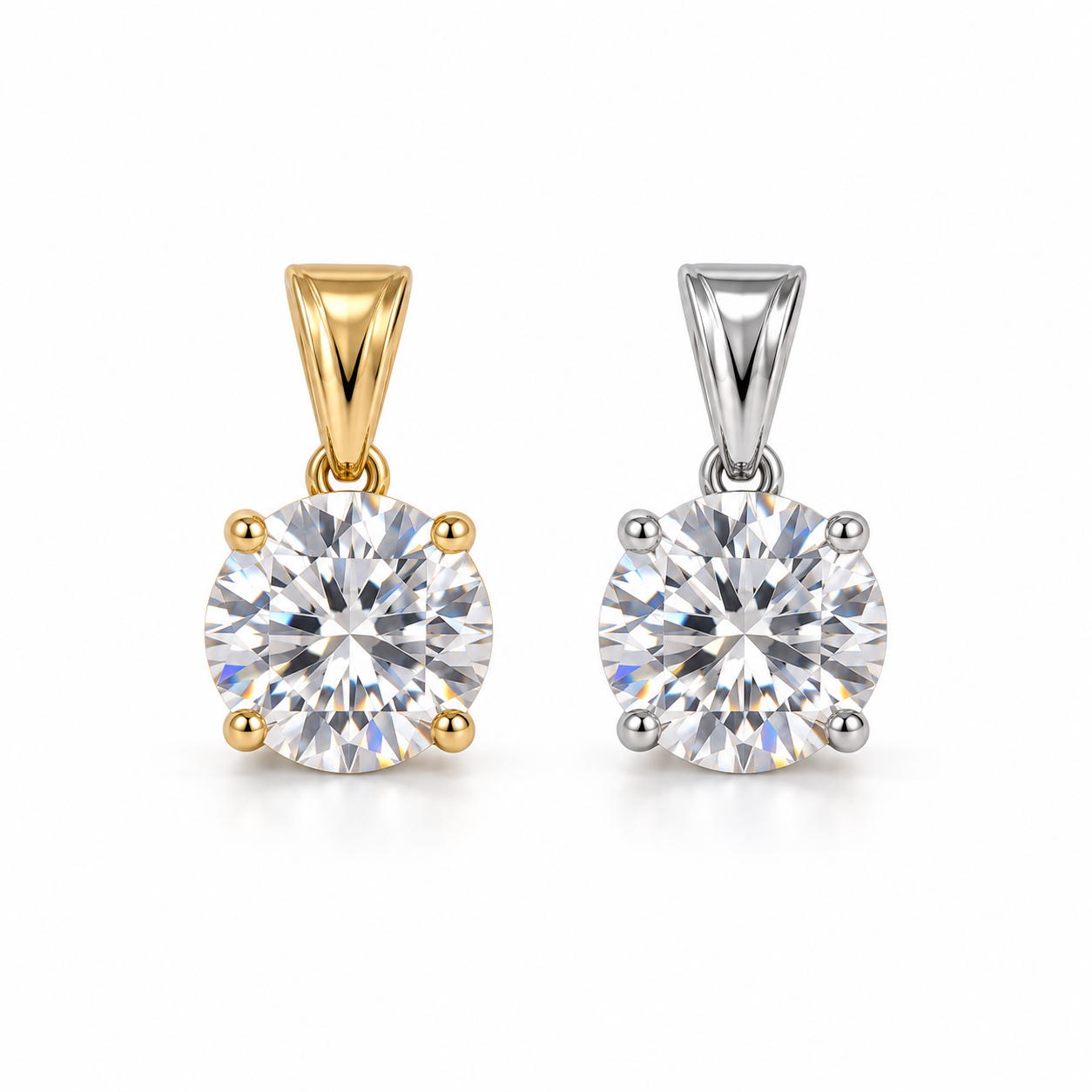 Ciondolo punto luce tondo, versioni gold e silver