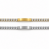 Bracciale Tennis Placchetta con placchetta centrale, versioni gold e silver