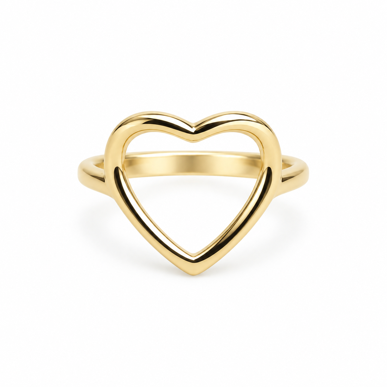 Anello Cuore Traforato con cuore aperto lucido, versione gold