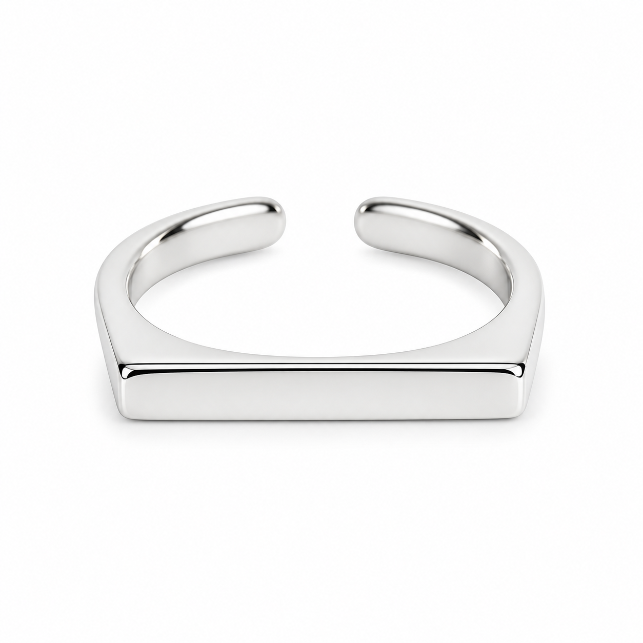 Anello Squared con barra piatta rettangolare, versione silver