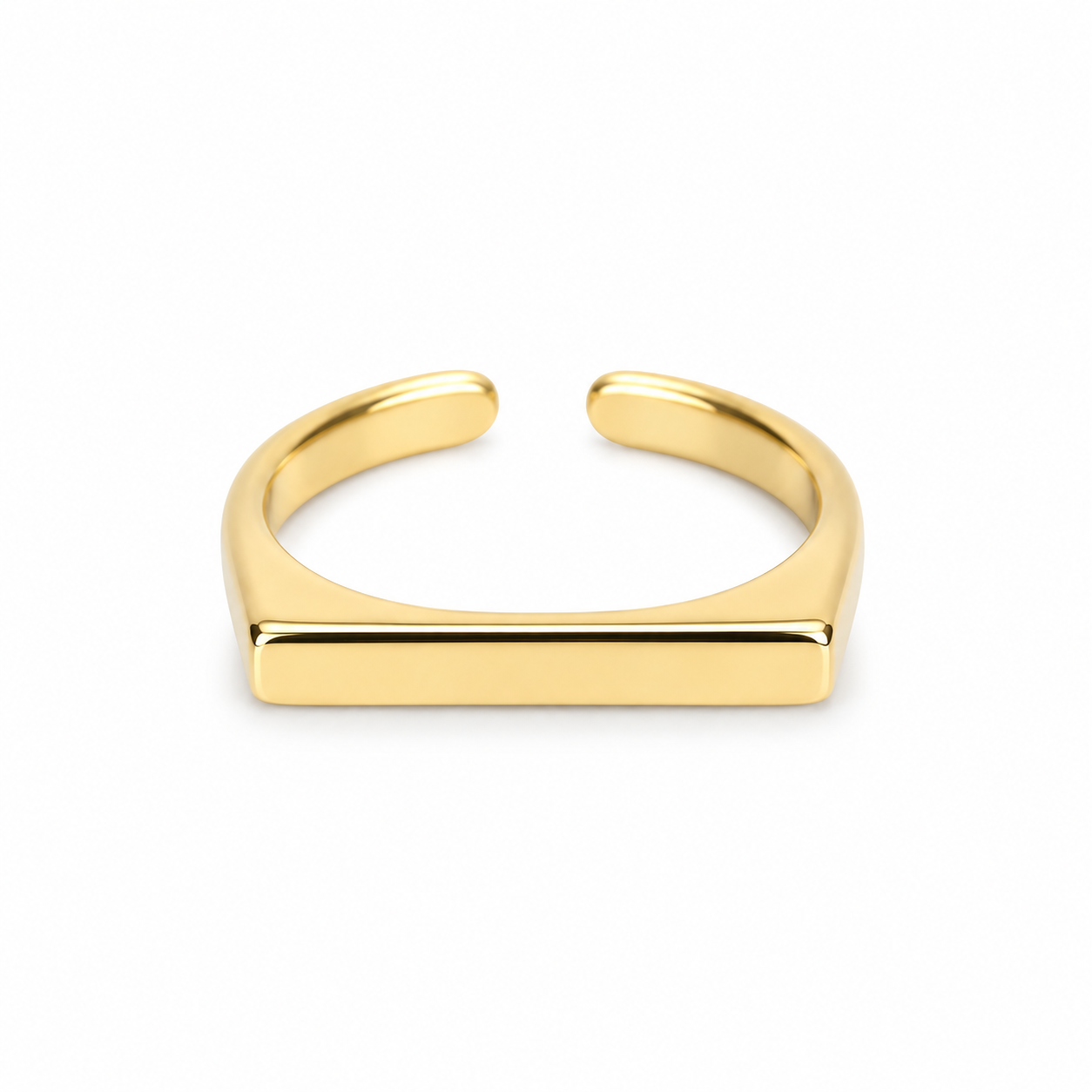 Anello Squared con barra piatta rettangolare, versione gold