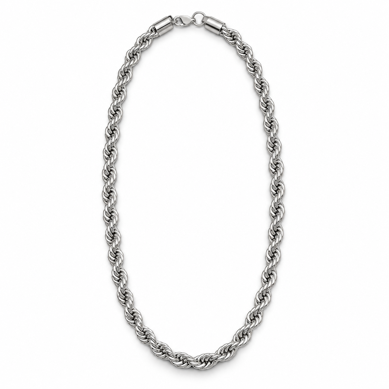 Collana Corda a maglia intrecciata, versione silver