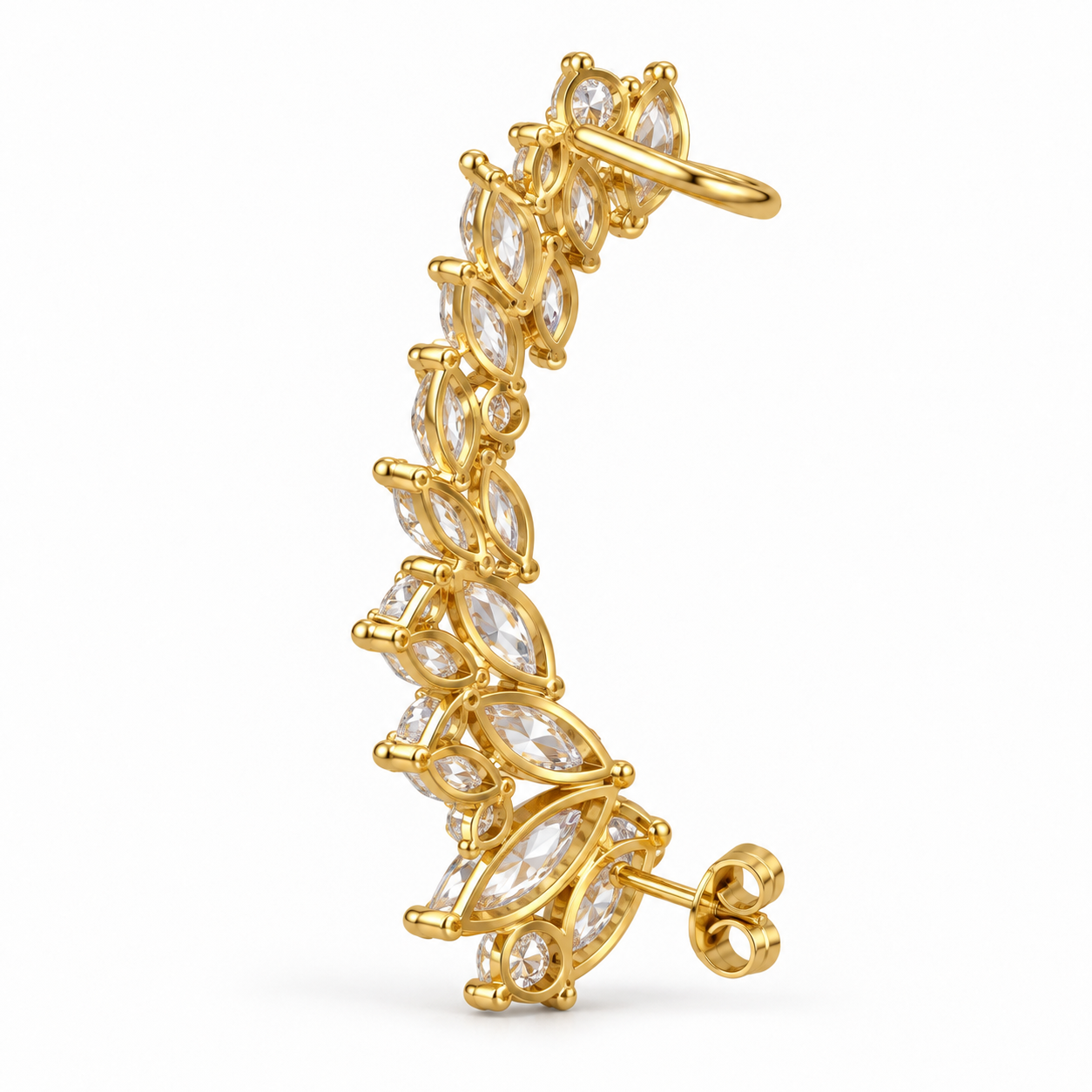Orecchino Wrap con pietre a foglia, versione gold