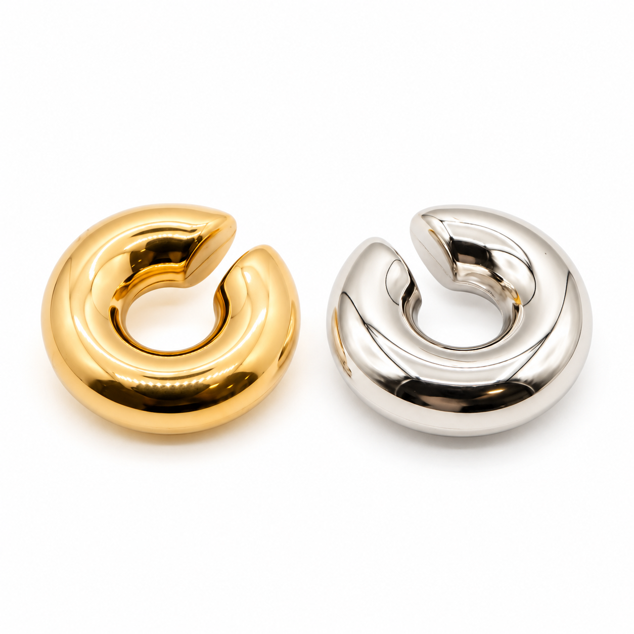 Ear Cuff Big Liscio lucido, versione gold e versione silver