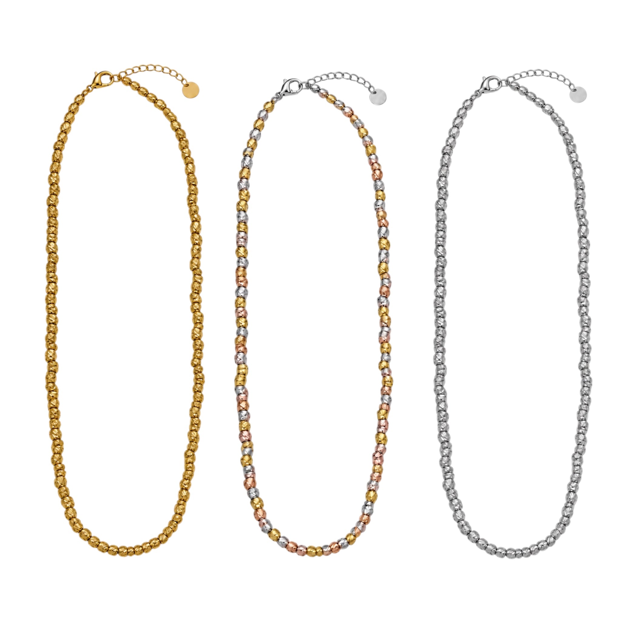 Collana Mille Luci con grani sfaccettati nelle versioni gold, multicolore e silver